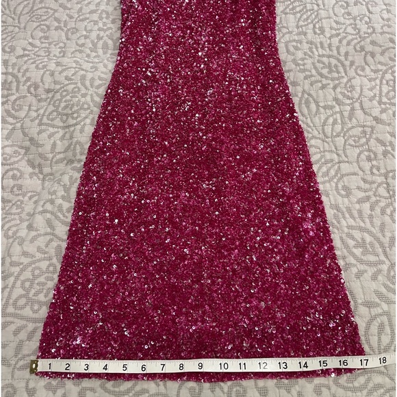 THEIA PINK SEQUINNED SLEEVELESS DRESS - Picture 14 of 14